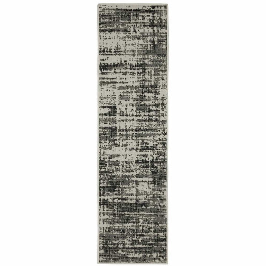 2' X 7' Beige and Black Abstract Stain Resistant Indoor Outdoor Area Rug - Homeroots - Flyclothing LLC