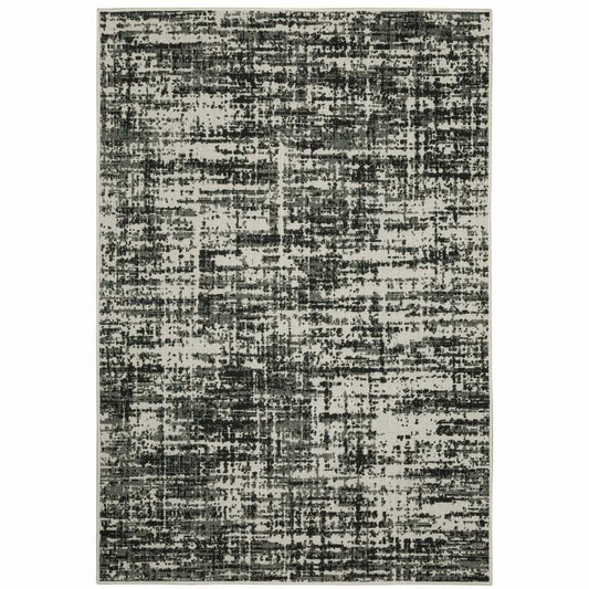 5' X 7' Beige and Black Abstract Stain Resistant Indoor Outdoor Area Rug - Homeroots - Flyclothing LLC