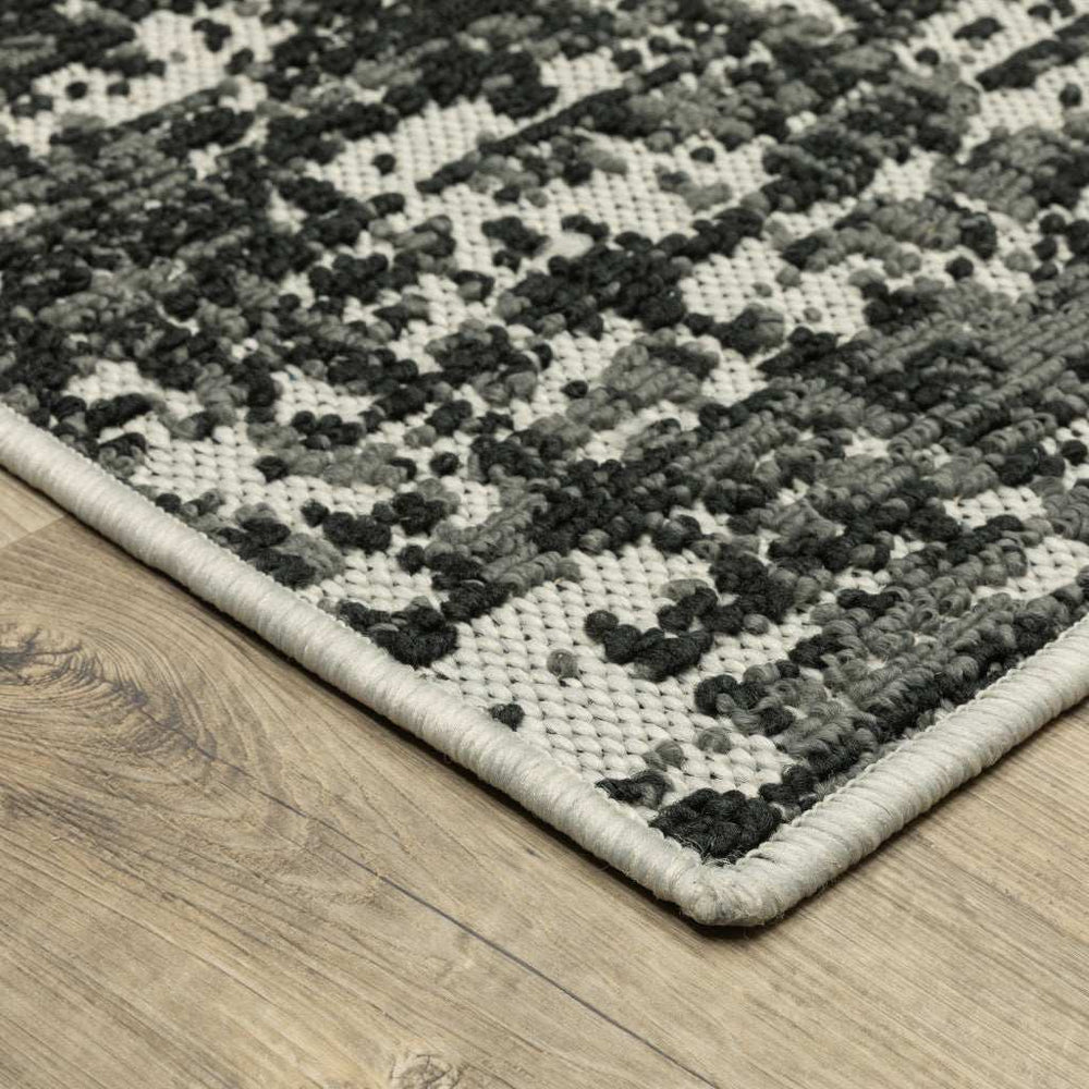 8' X 10' Beige and Black Abstract Stain Resistant Indoor Outdoor Area Rug - Homeroots - Flyclothing LLC