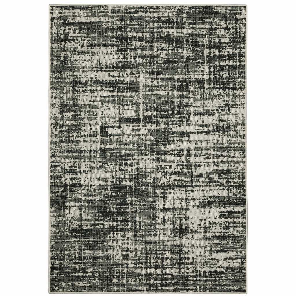 10' X 13' Beige and Black Abstract Stain Resistant Indoor Outdoor Area Rug - Homeroots - Flyclothing LLC