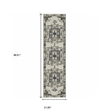 2' X 7' Blue and Beige Oriental Stain Resistant Indoor Outdoor Area Rug - Homeroots - Flyclothing LLC