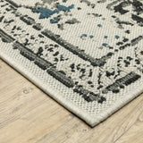 2' X 7' Blue and Beige Oriental Stain Resistant Indoor Outdoor Area Rug - Homeroots