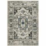 8' X 10' Blue and Beige Oriental Stain Resistant Indoor Outdoor Area Rug - Homeroots - Flyclothing LLC