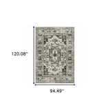 8' X 10' Blue and Beige Oriental Stain Resistant Indoor Outdoor Area Rug - Homeroots - Flyclothing LLC