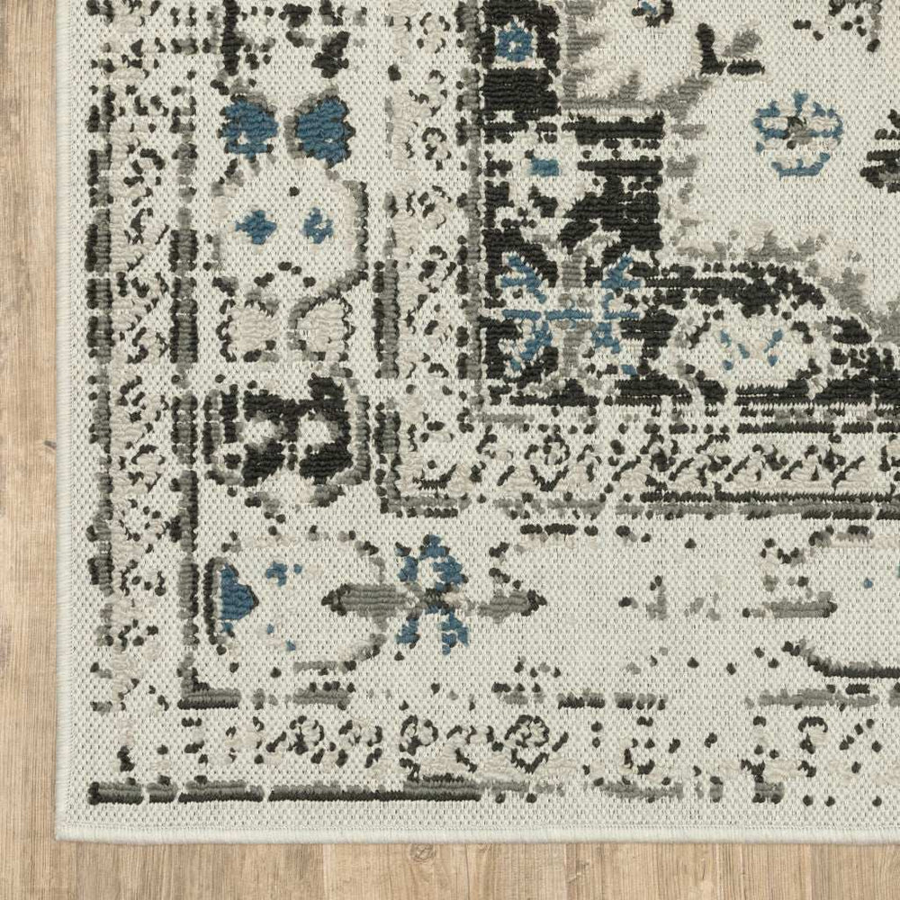 8' X 10' Blue and Beige Oriental Stain Resistant Indoor Outdoor Area Rug - Homeroots - Flyclothing LLC