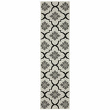 2' X 7' Beige and Black Geometric Stain Resistant Indoor Outdoor Area Rug - Homeroots