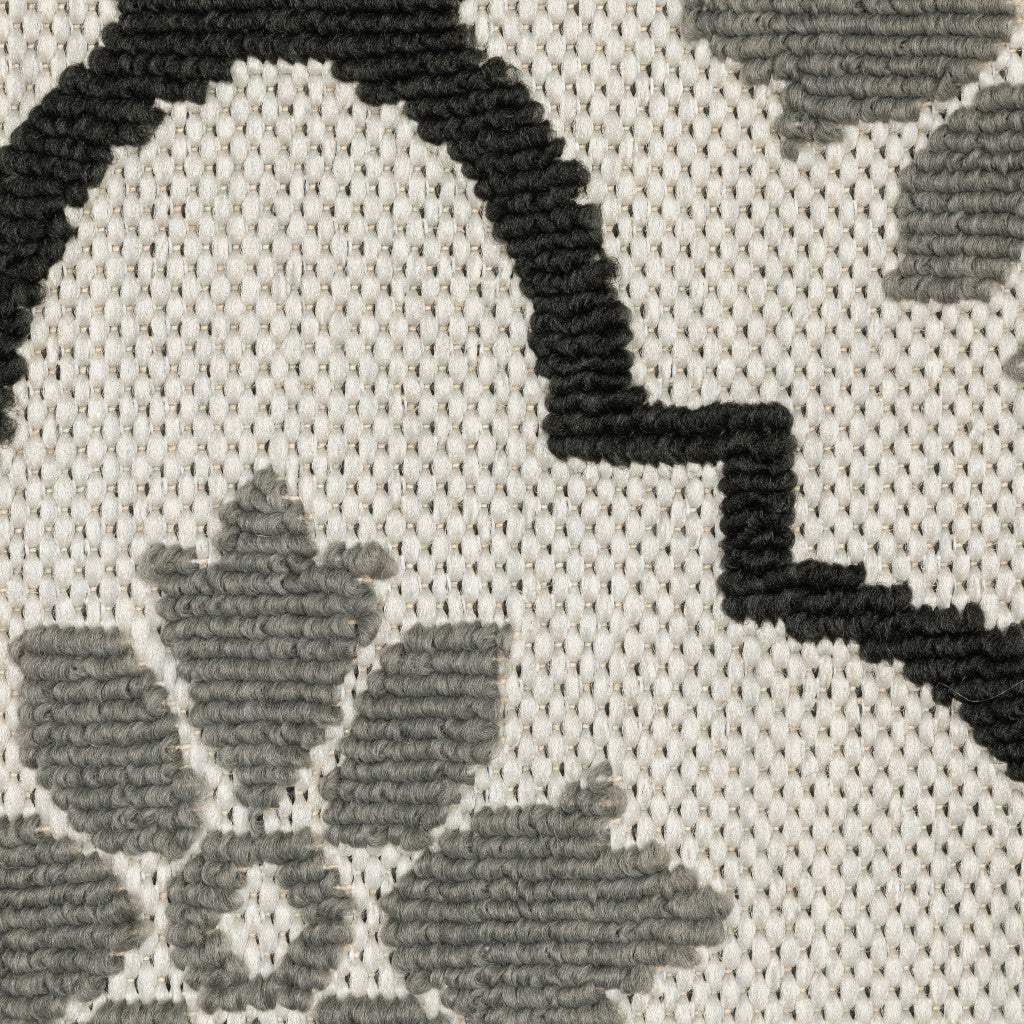 5' X 7' Beige and Black Geometric Stain Resistant Indoor Outdoor Area Rug - Homeroots - Flyclothing LLC