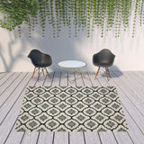 8' X 10' Beige and Black Geometric Stain Resistant Indoor Outdoor Area Rug - Homeroots - Flyclothing LLC