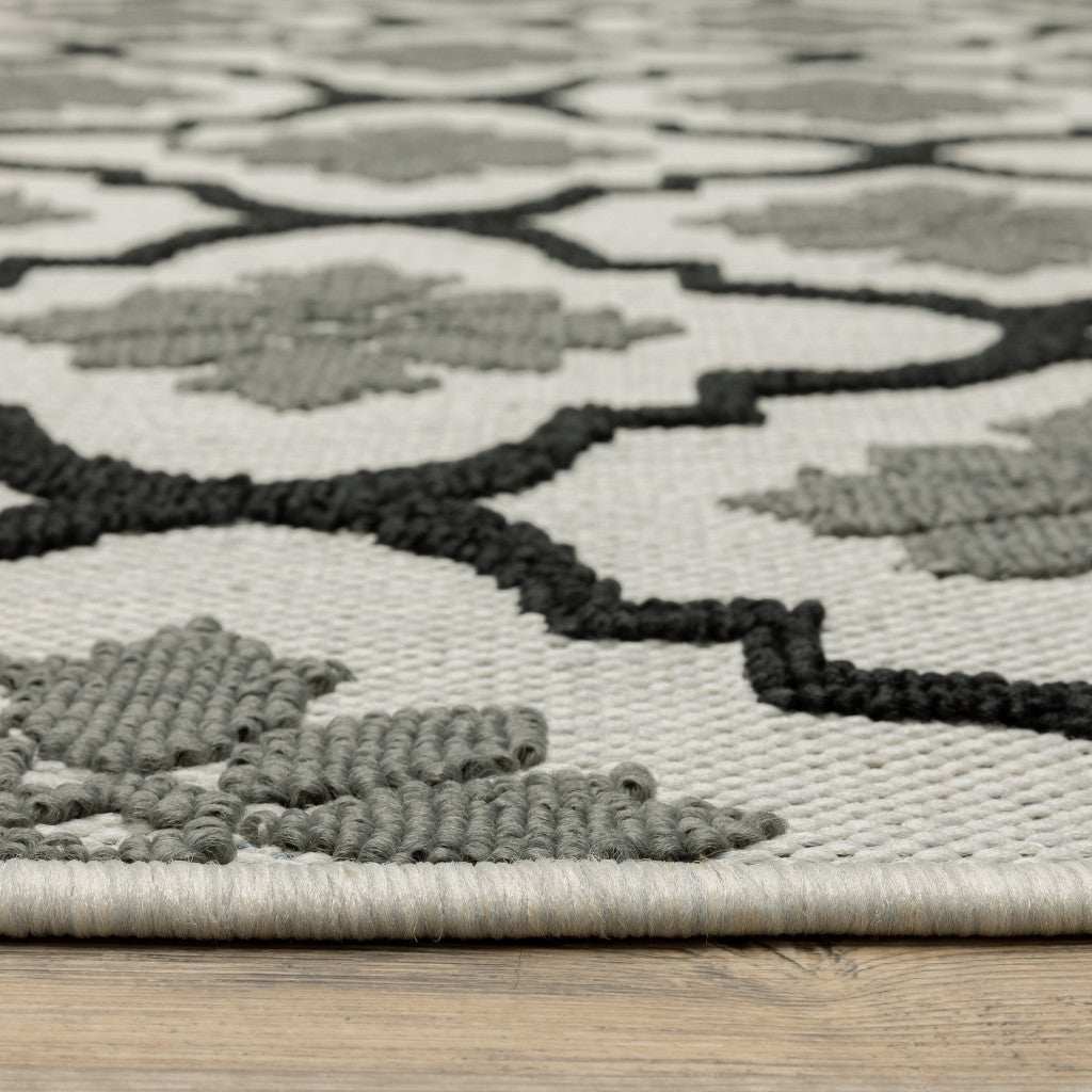 8' X 10' Beige and Black Geometric Stain Resistant Indoor Outdoor Area Rug - Homeroots - Flyclothing LLC