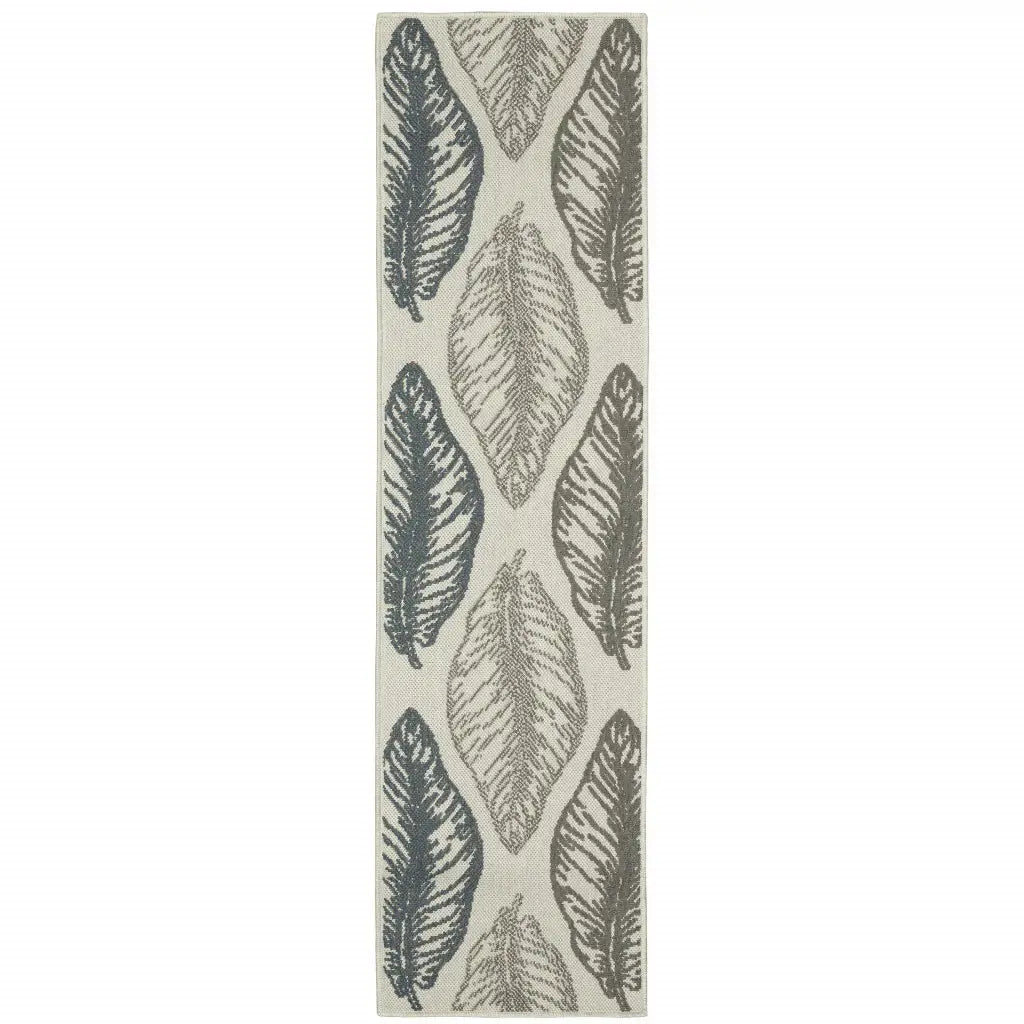 2' X 7' Beige Floral Stain Resistant Indoor Outdoor Area Rug - Homeroots - Flyclothing LLC