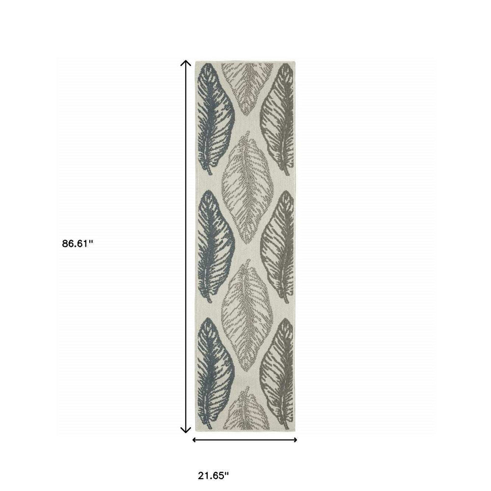 2' X 7' Beige Floral Stain Resistant Indoor Outdoor Area Rug - Homeroots - Flyclothing LLC