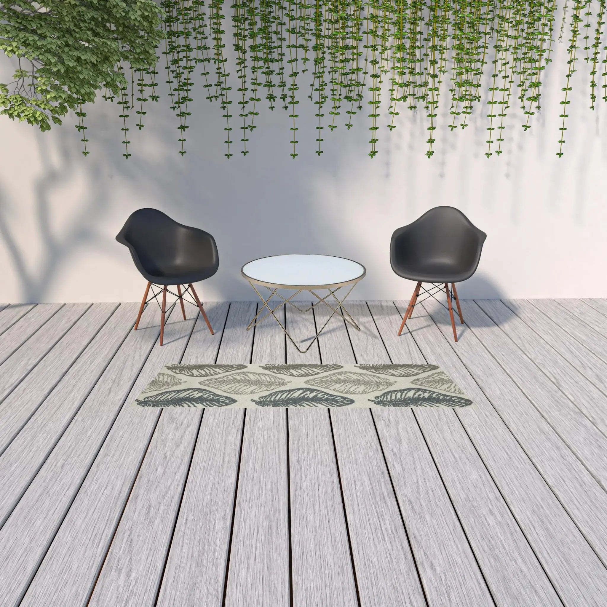 2' X 7' Beige Floral Stain Resistant Indoor Outdoor Area Rug - Homeroots - Flyclothing LLC