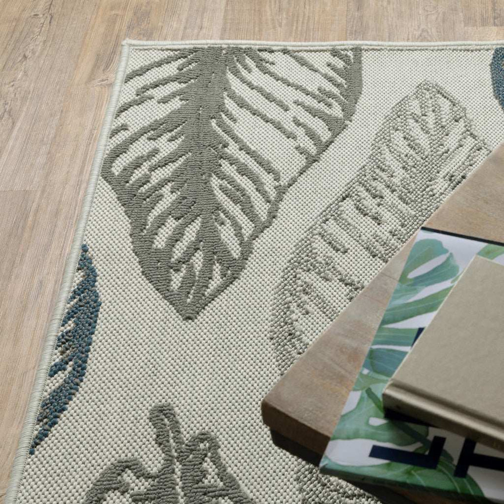 2' X 7' Beige Floral Stain Resistant Indoor Outdoor Area Rug - Homeroots - Flyclothing LLC