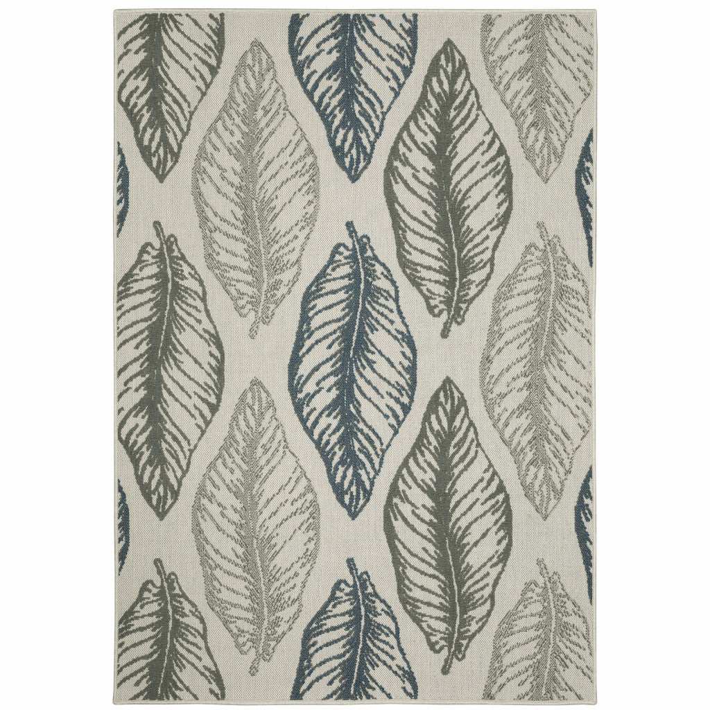 8' x 10' Beige Floral Stain Resistant Indoor Outdoor Area Rug - Homeroots - Flyclothing LLC