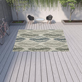 10' X 13' Beige Floral Stain Resistant Indoor Outdoor Area Rug - Homeroots
