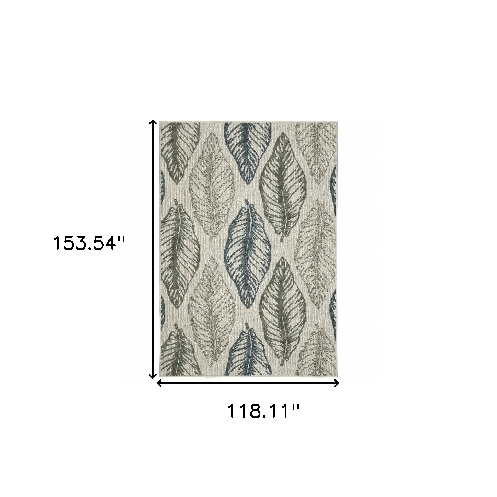 10' X 13' Beige Floral Stain Resistant Indoor Outdoor Area Rug - Homeroots - Flyclothing LLC