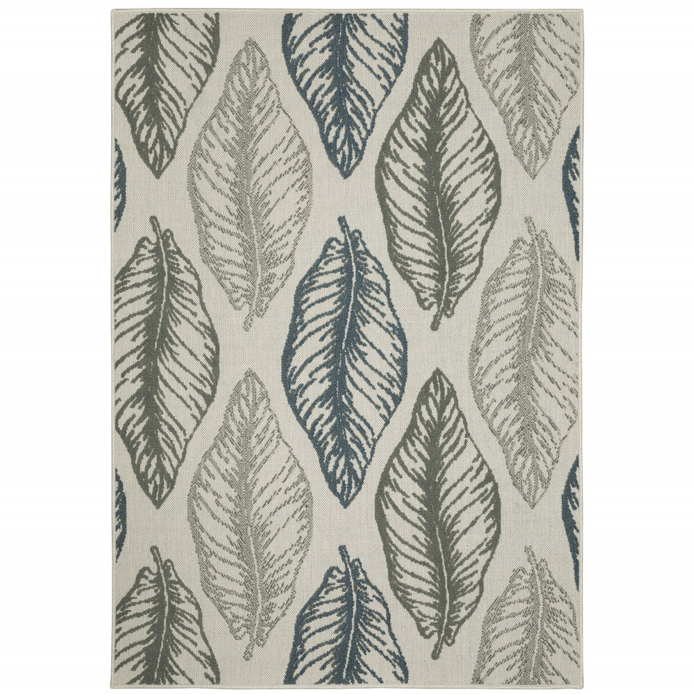 10' X 13' Beige Floral Stain Resistant Indoor Outdoor Area Rug - Homeroots