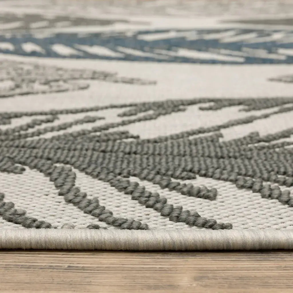 10' X 13' Beige Floral Stain Resistant Indoor Outdoor Area Rug - Homeroots - Flyclothing LLC