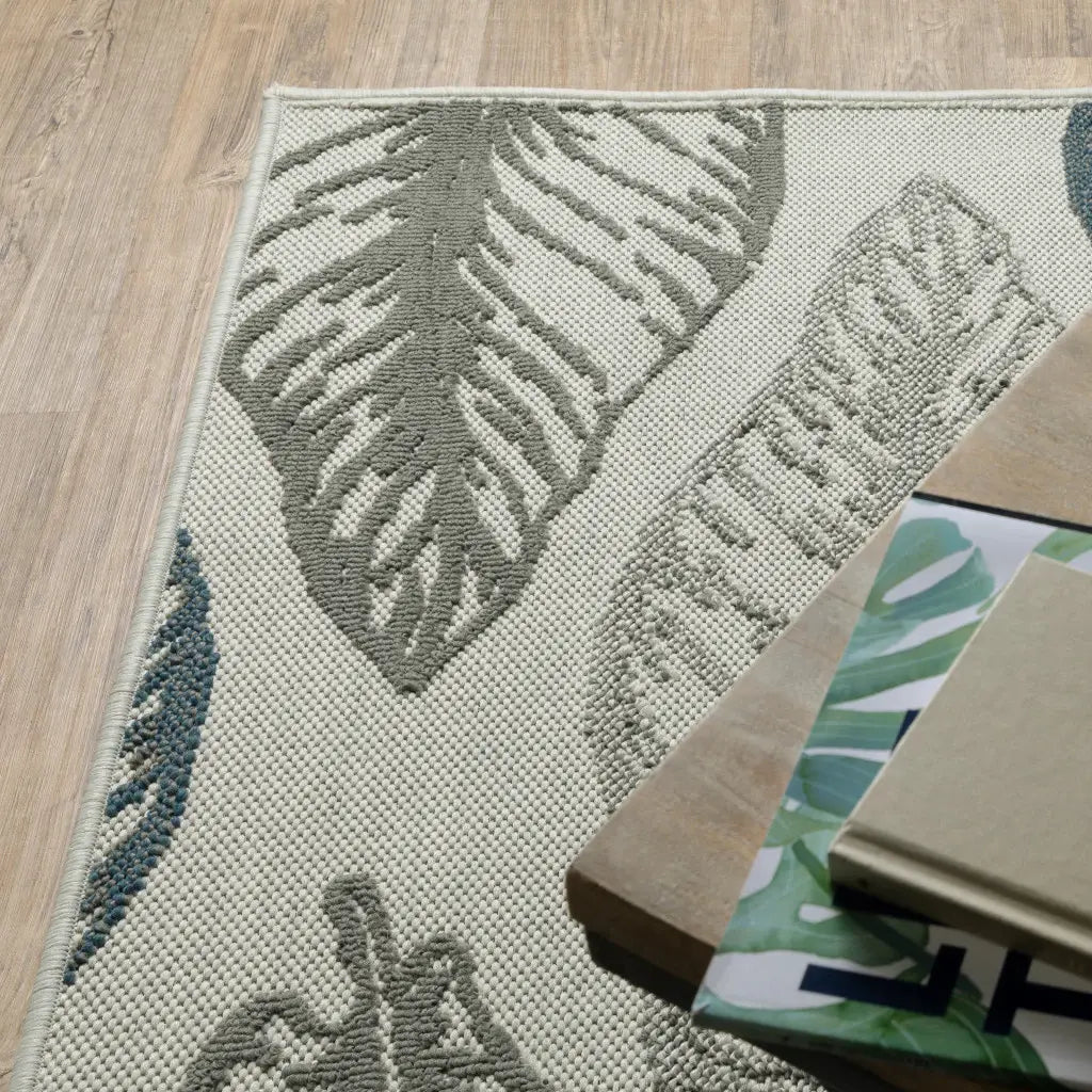 10' X 13' Beige Floral Stain Resistant Indoor Outdoor Area Rug - Homeroots - Flyclothing LLC