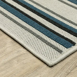 2' X 7' Blue and Beige Geometric Stain Resistant Indoor Outdoor Area Rug - Homeroots - Flyclothing LLC