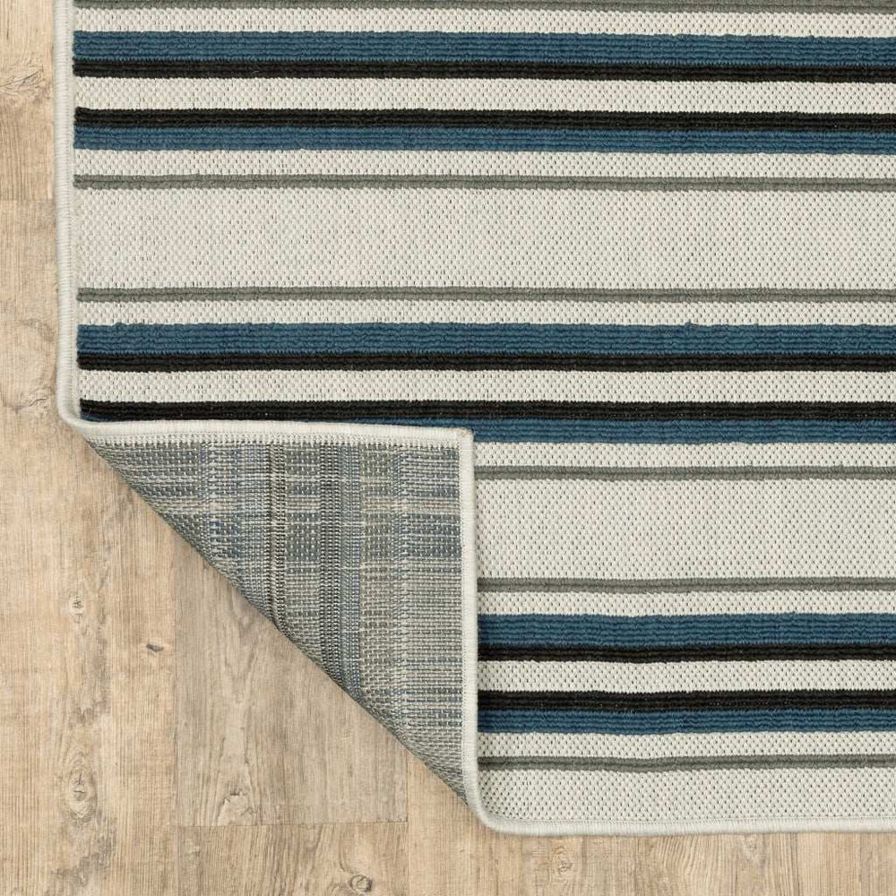 2' X 7' Blue and Beige Geometric Stain Resistant Indoor Outdoor Area Rug - Homeroots - Flyclothing LLC