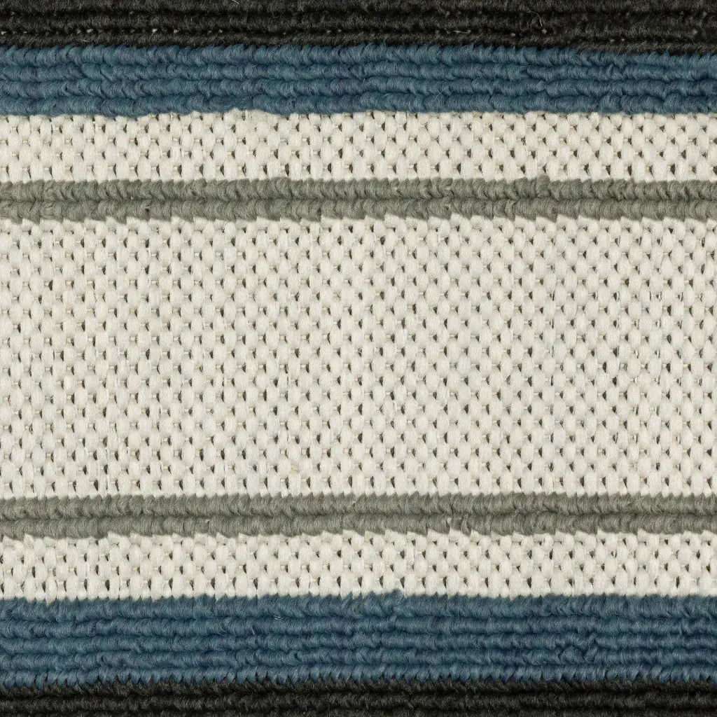 2' X 7' Blue and Beige Geometric Stain Resistant Indoor Outdoor Area Rug - Homeroots - Flyclothing LLC
