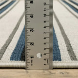 2' X 7' Blue and Beige Geometric Stain Resistant Indoor Outdoor Area Rug - Homeroots - Flyclothing LLC