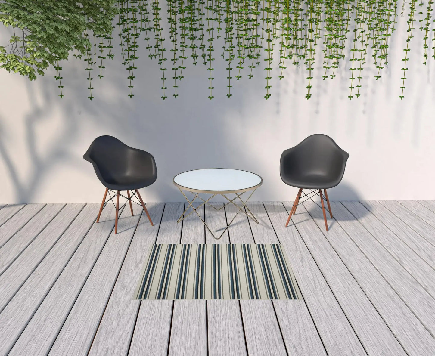 3' X 5' Blue and Beige Geometric Stain Resistant Indoor Outdoor Area Rug - Homeroots - Flyclothing LLC