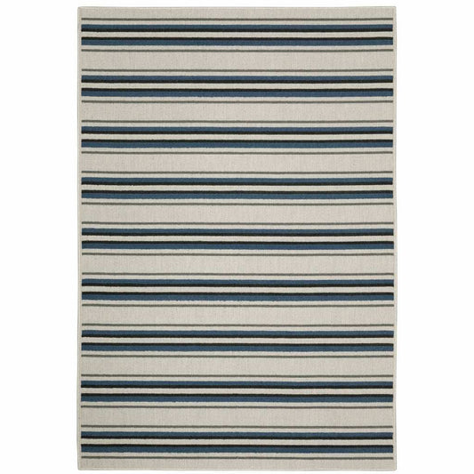 3' X 5' Blue and Beige Geometric Stain Resistant Indoor Outdoor Area Rug - Homeroots - Flyclothing LLC