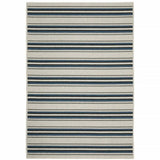 5' X 7' Blue and Beige Geometric Stain Resistant Indoor Outdoor Area Rug - Homeroots - Flyclothing LLC
