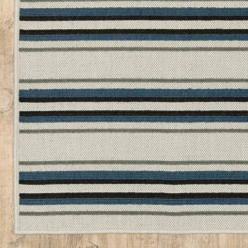5' X 7' Blue and Beige Geometric Stain Resistant Indoor Outdoor Area Rug - Homeroots - Flyclothing LLC