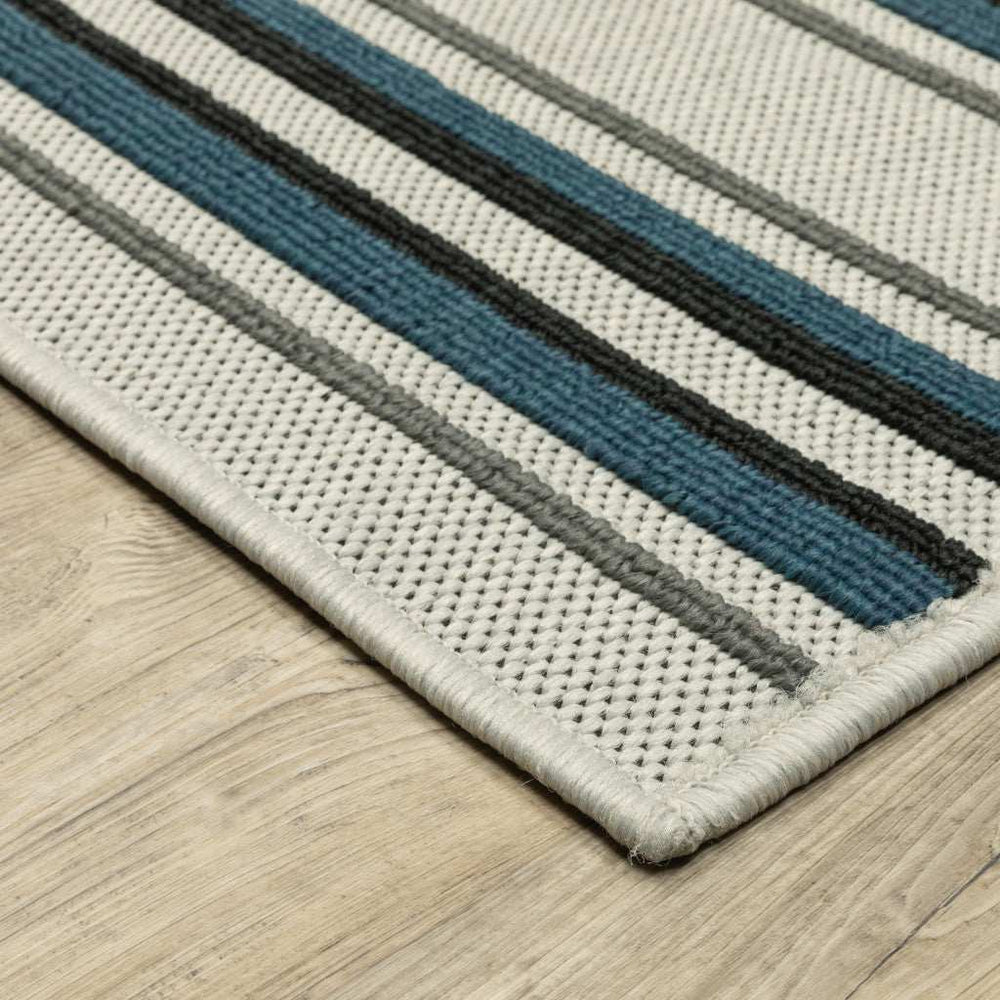 8' X 10' Blue and Beige Geometric Stain Resistant Indoor Outdoor Area Rug - Homeroots - Flyclothing LLC
