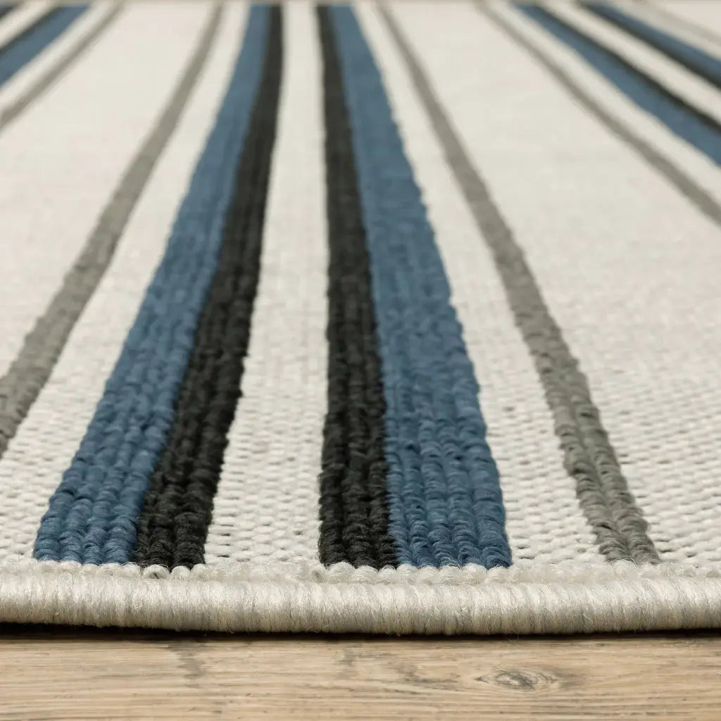8' X 10' Blue and Beige Geometric Stain Resistant Indoor Outdoor Area Rug - Homeroots - Flyclothing LLC