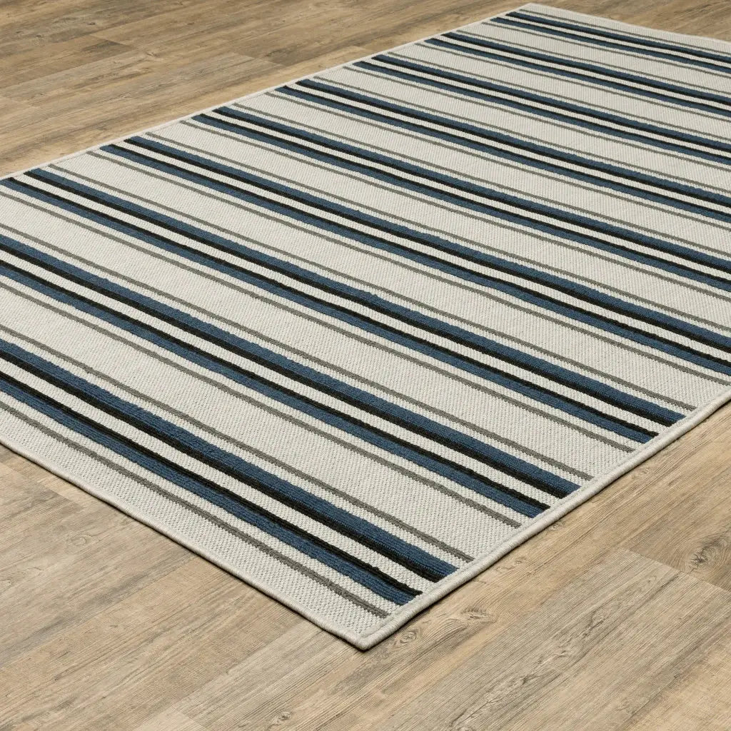 8' X 10' Blue and Beige Geometric Stain Resistant Indoor Outdoor Area Rug - Homeroots - Flyclothing LLC