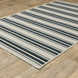 8' X 10' Blue and Beige Geometric Stain Resistant Indoor Outdoor Area Rug - Homeroots - Flyclothing LLC