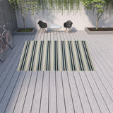 10' X 13' Blue and Beige Geometric Stain Resistant Indoor Outdoor Area Rug - Homeroots - Flyclothing LLC