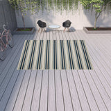 10' X 13' Blue and Beige Geometric Stain Resistant Indoor Outdoor Area Rug - Homeroots - Flyclothing LLC