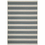 10' X 13' Blue and Beige Geometric Stain Resistant Indoor Outdoor Area Rug - Homeroots - Flyclothing LLC