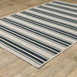10' X 13' Blue and Beige Geometric Stain Resistant Indoor Outdoor Area Rug - Homeroots - Flyclothing LLC
