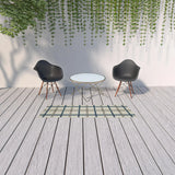 2' X 7' Blue and Beige Geometric Stain Resistant Indoor Outdoor Area Rug - Homeroots - Flyclothing LLC