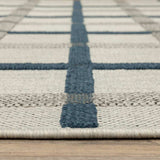2' X 7' Blue and Beige Geometric Stain Resistant Indoor Outdoor Area Rug - Homeroots - Flyclothing LLC