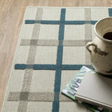 2' X 7' Blue and Beige Geometric Stain Resistant Indoor Outdoor Area Rug - Homeroots - Flyclothing LLC