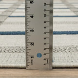 2' X 7' Blue and Beige Geometric Stain Resistant Indoor Outdoor Area Rug - Homeroots - Flyclothing LLC