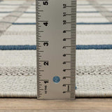 2' X 7' Blue and Beige Geometric Stain Resistant Indoor Outdoor Area Rug - Homeroots - Flyclothing LLC