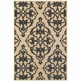 2' X 3' Beige and Black Oriental Stain Resistant Indoor Outdoor Area Rug - Homeroots - Flyclothing LLC