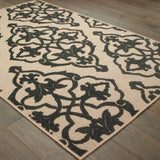 2' X 3' Beige and Black Oriental Stain Resistant Indoor Outdoor Area Rug - Homeroots - Flyclothing LLC