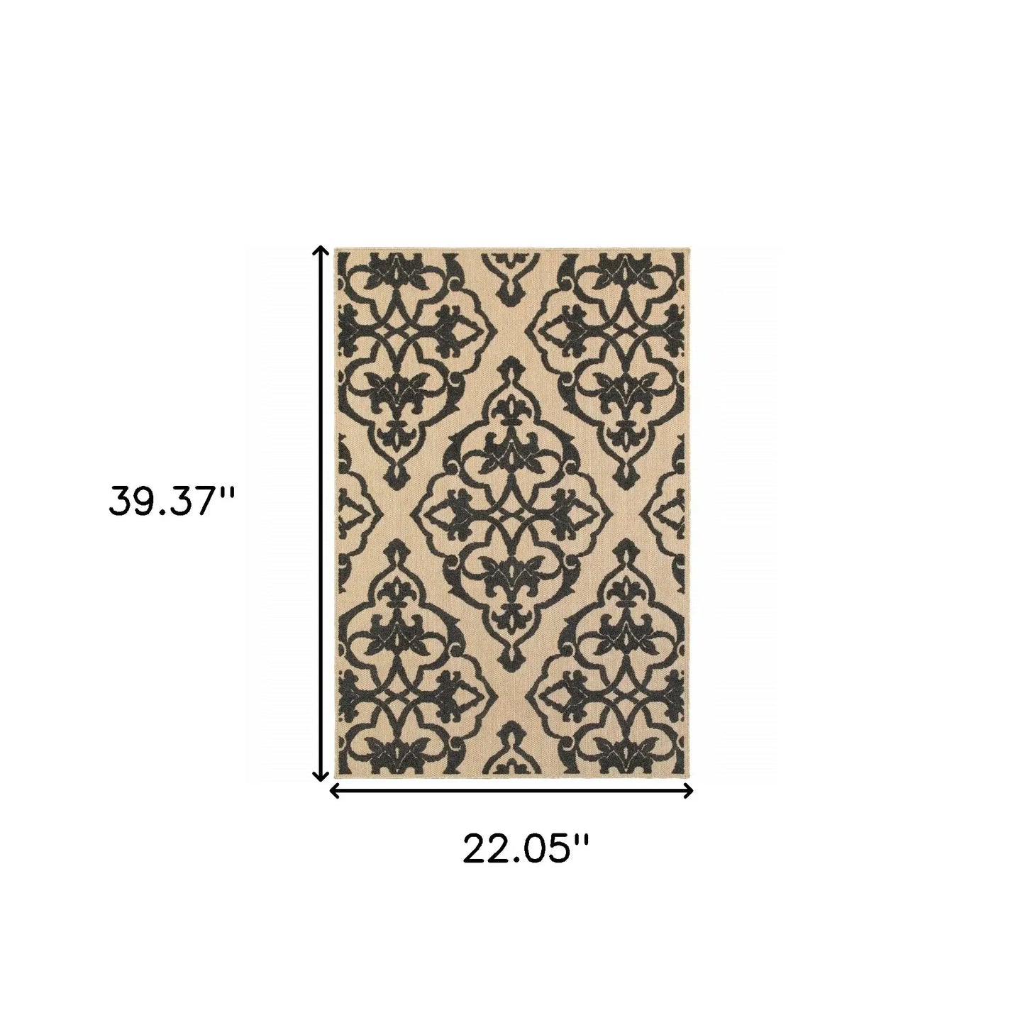 2' X 3' Beige and Black Oriental Stain Resistant Indoor Outdoor Area Rug - Homeroots - Flyclothing LLC