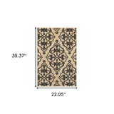 2' X 3' Beige and Black Oriental Stain Resistant Indoor Outdoor Area Rug - Homeroots - Flyclothing LLC