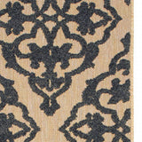 2' X 8' Beige and Black Oriental Stain Resistant Indoor Outdoor Area Rug - Homeroots