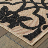 7' X 10' Beige and Black Oriental Stain Resistant Indoor Outdoor Area Rug - Homeroots - Flyclothing LLC